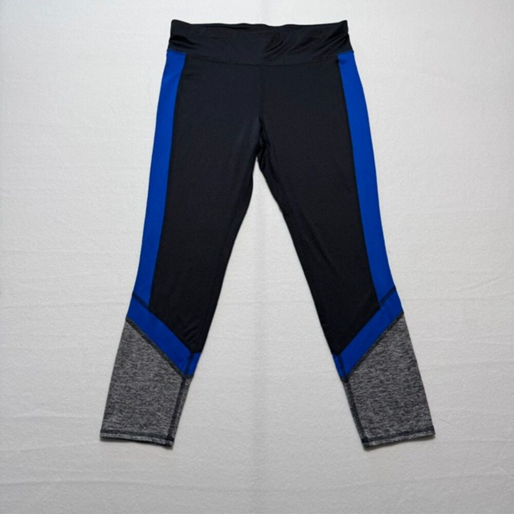 City Streets Colorblock Athletic Leggings Black Royal Blue Heather Gray